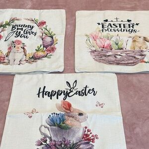 NWOT Easter Burlap Pillow Covers